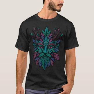 Farbiger Botanischer Grüner Mann Gesicht Florale N T-Shirt