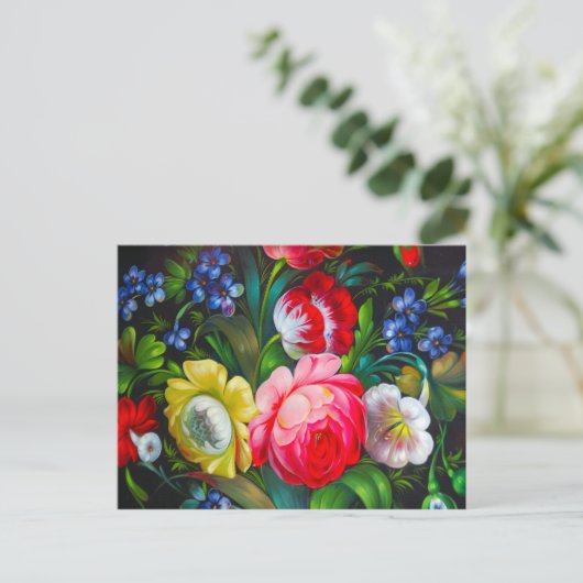 farbiger Bouquet Postkarte (Stehend Vorderseite)