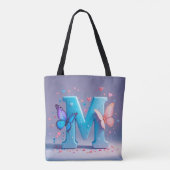 Farbiger Buchstabe M mit Schmetterlingen Tasche (Rückseite)