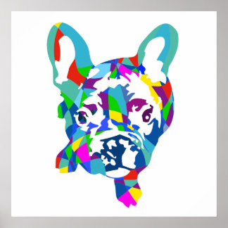 Farbiger Bulldog-Hündchen Poster