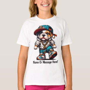 Farbiger Bulldoggen-Welpen-Straßen-Personalisierte T-Shirt