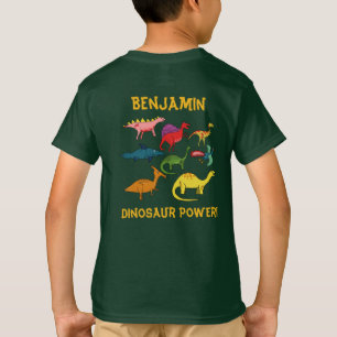 Farbiger Cartoon Dinosaurier mit Individuelle Name T-Shirt