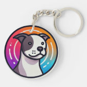 Farbiger Cartoon Dog Schlüsselanhänger (Rückseite)