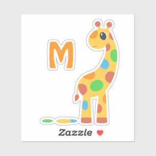 Farbiger Cartoon Giraffe Monogram Aufkleber
