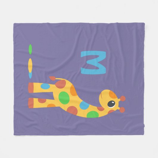 Farbiger Cartoon Giraffe Monogram Fleecedecke (Vorderseite (Horizontal))