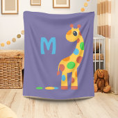 Farbiger Cartoon Giraffe Monogram Fleecedecke