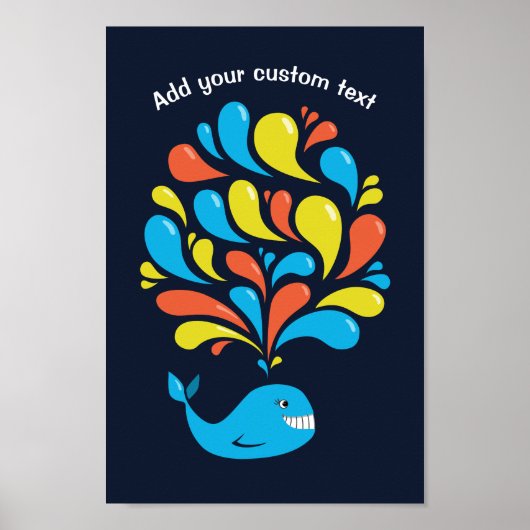 Farbiger Cartoon glücklicher Whale Kids Custom Tex Poster (Vorne)
