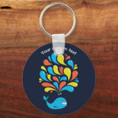 Farbiger Cartoon glücklicher Whale Kids Custom Tex Schlüsselanhänger (Vorderseite)