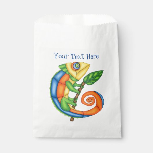 Farbiger Cartoon Happy Lizard mit Stick Leaf Geschenktütchen (Vorderseite)