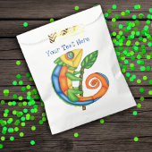 Farbiger Cartoon Happy Lizard mit Stick Leaf Geschenktütchen