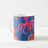 Farbiger Cartoon Octopus Wasserfarben Muster Kaffeetasse (Vorderseite Links)