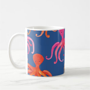 Farbiger Cartoon Octopus Wasserfarben Muster Kaffeetasse