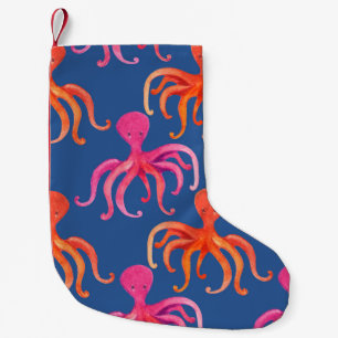 Farbiger Cartoon Octopus Wasserfarben Muster Kleiner Weihnachtsstrumpf