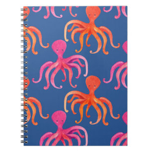 Farbiger Cartoon Octopus Wasserfarben Muster Notizblock