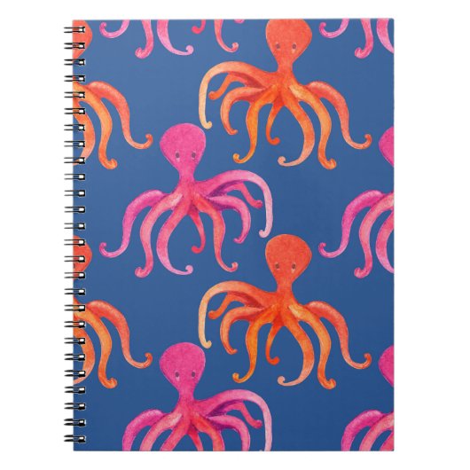 Farbiger Cartoon Octopus Wasserfarben Muster Notizblock (Vorderseite)