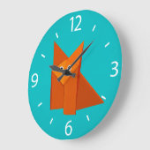 Farbiger Cartoon Origami Fox Niedliche Kinder Große Wanduhr (Winkel)