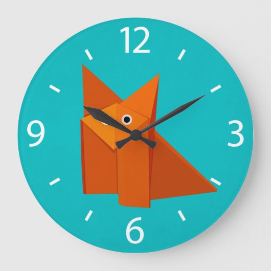 Farbiger Cartoon Origami Fox Niedliche Kinder Große Wanduhr (Vorderseite)