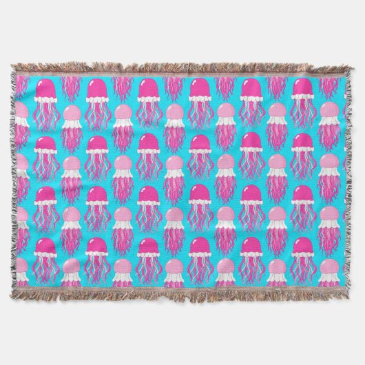 Farbiger Cartoon Pink Jellyfish Muster Decke (Vorderseite)
