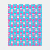 Farbiger Cartoon Pink Jellyfish Muster Fleecedecke (Vorderseite)