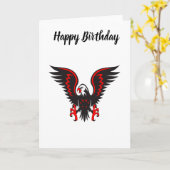 Farbiger Cartoon Roter und Schwarzer Adler Karte (Gelbe Blume)