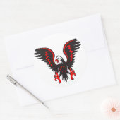 Farbiger Cartoon Roter und Schwarzer Adler Runder Aufkleber (Umschlag)