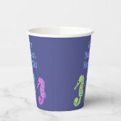 Farbiger Cartoon Seashorses Personalisiert Pappbecher (Links)