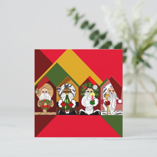 Farbiger Cartoon Weihnachts-Weihnachtskarte (Stehend Vorderseite)