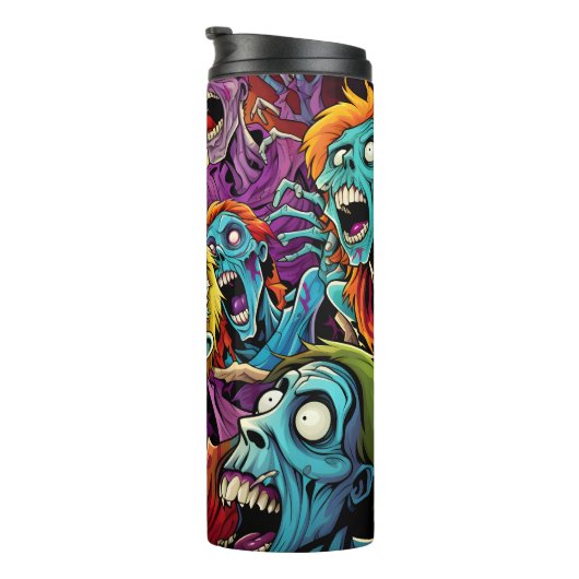 Farbiger Cartoon Zombies Thermosbecher (Nach rechts gedreht)