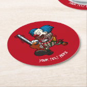 Farbiger Chainsaw Clown Halloween Horror Cartoon Runder Pappuntersetzer (Angewinkelt)
