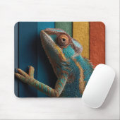 Farbiger Chamäleon auf Regenbogenhintergrund Mousepad (Mit Mouse)