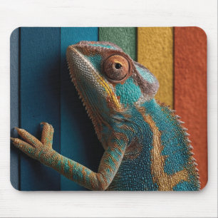 Farbiger Chamäleon auf Regenbogenhintergrund Mousepad