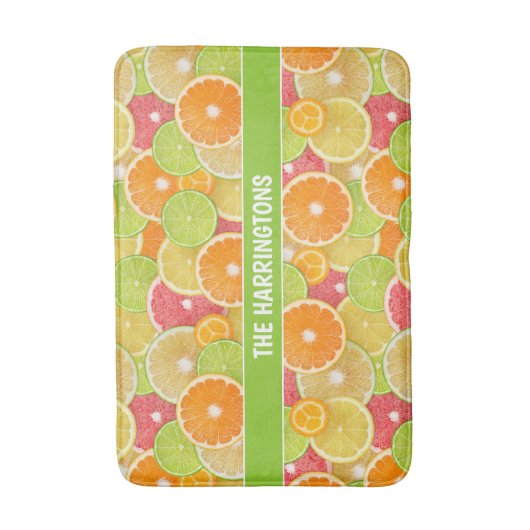 Farbiger Citrus individuelle Name Badematte (Vorderseite Vertikal)
