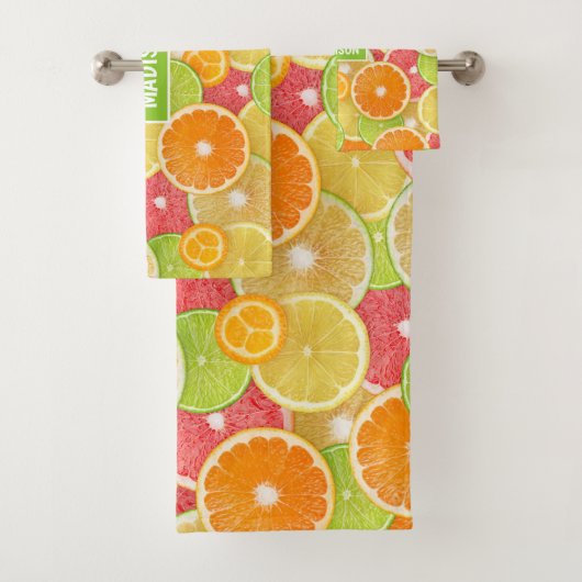 Farbiger Citrus individuelle Name Badhandtuch Set (Insitu)