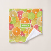 Farbiger Citrus individuelle Name Badhandtuch Set (Waschlappen)
