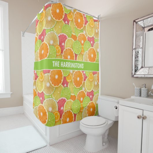 Farbiger Citrus individuelle Name Duschvorhang (Beispiel)