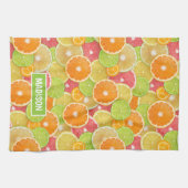 Farbiger Citrus individuelle Name Geschirrtuch (Horizontal)