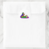 Farbiger Clown mit Hund Runder Aufkleber (Tasche)