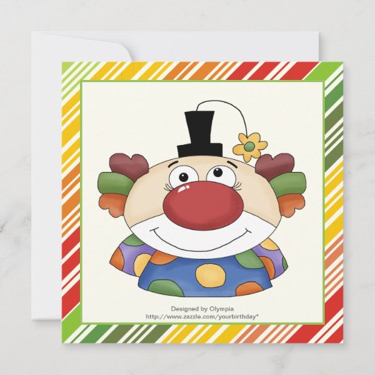 Farbiger Clown-Streifen-Kindergeburtstag Einladung (Rückseite)