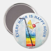 Farbiger Cocktail Große Uhr Magnet (Vorderseite/Rückseite)