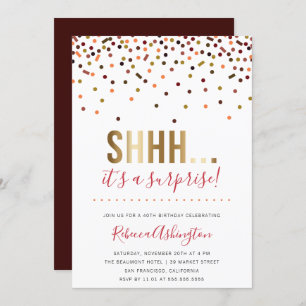 Farbiger Confetti Gold Überraschung Geburtstag Einladung