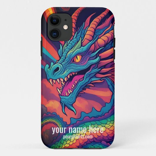 FARBIGER, COOLER RAINBOW-DRAGON ZEICHNEND Case-Mate iPhone HÜLLE (Rückseite)