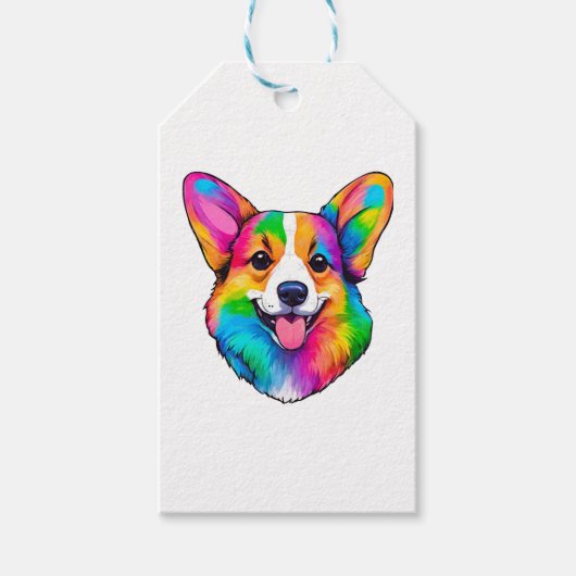 Farbiger Corgi Geschenkanhänger (Vorderseite)