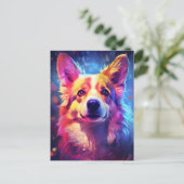 Farbiger Corgi Postkarte (Stehend Vorderseite)