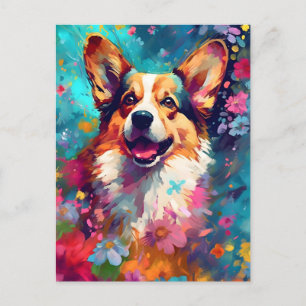 Farbiger Corgi Postkarte