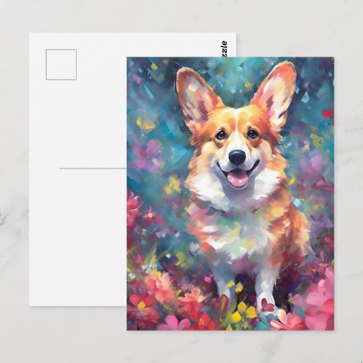 Farbiger Corgi Postkarte (Vorne/Hinten)