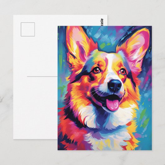 Farbiger Corgi Postkarte (Vorne/Hinten)