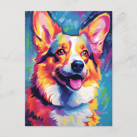 Farbiger Corgi Postkarte (Vorderseite)