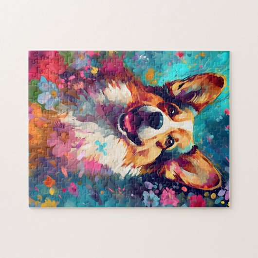 Farbiger Corgi Puzzle (Horizontal)