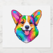 Farbiger Corgi Schaumweinetikett (Einzelnes Label)