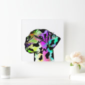 Farbiger Dalmatiner Hundekopf Quadratische Wanduhr (Zuhause)